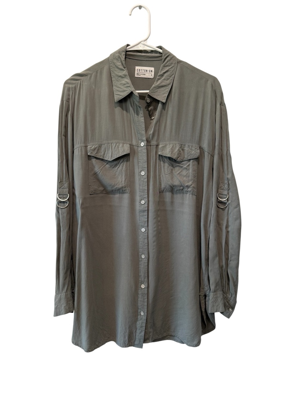COTTON ON Women’s Olive Green Button-Up Utility Shirt